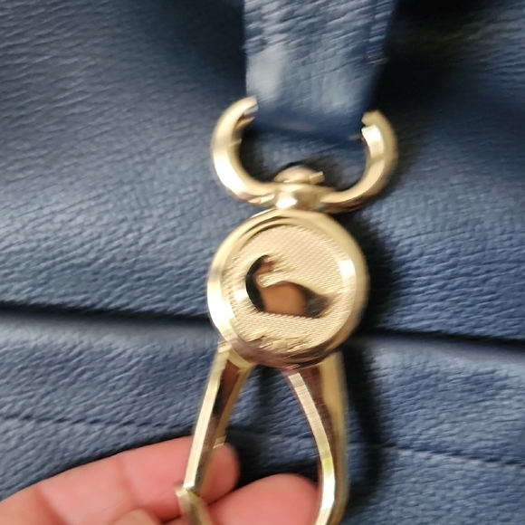 Large Dooney & Bourke Navy Blue Leather Shoulder Bag - Picture 3 of 16